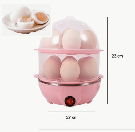 Electric Egg Boiler for 14 Eggs | Automatic Off | Double Layer Steamer | Compact & Easy to Clean | Color as per Availability.